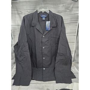 POLO RALPH LAUREN Plaid Pajama Sleep Shirt PJ Sleepwear BLACK Checkered Mens XL
